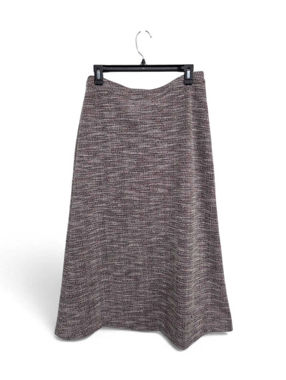 GINGER Women's Classic A-Line Knit Midi Skirt in Heathered Mauve Size Medium